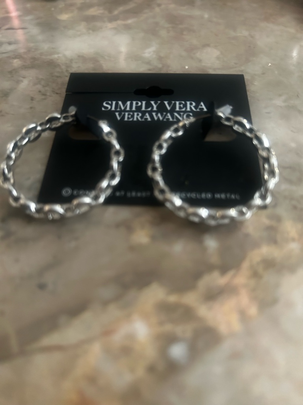 Simply Vera Vera Wang Polished Silver Chain-Link Hoop Earrings - Picture 2 of 7
